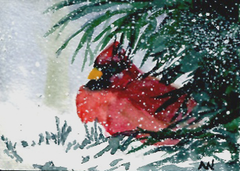 A Bird In The Bush Audrey J Wilde Wausau WI watercolor  SOLD